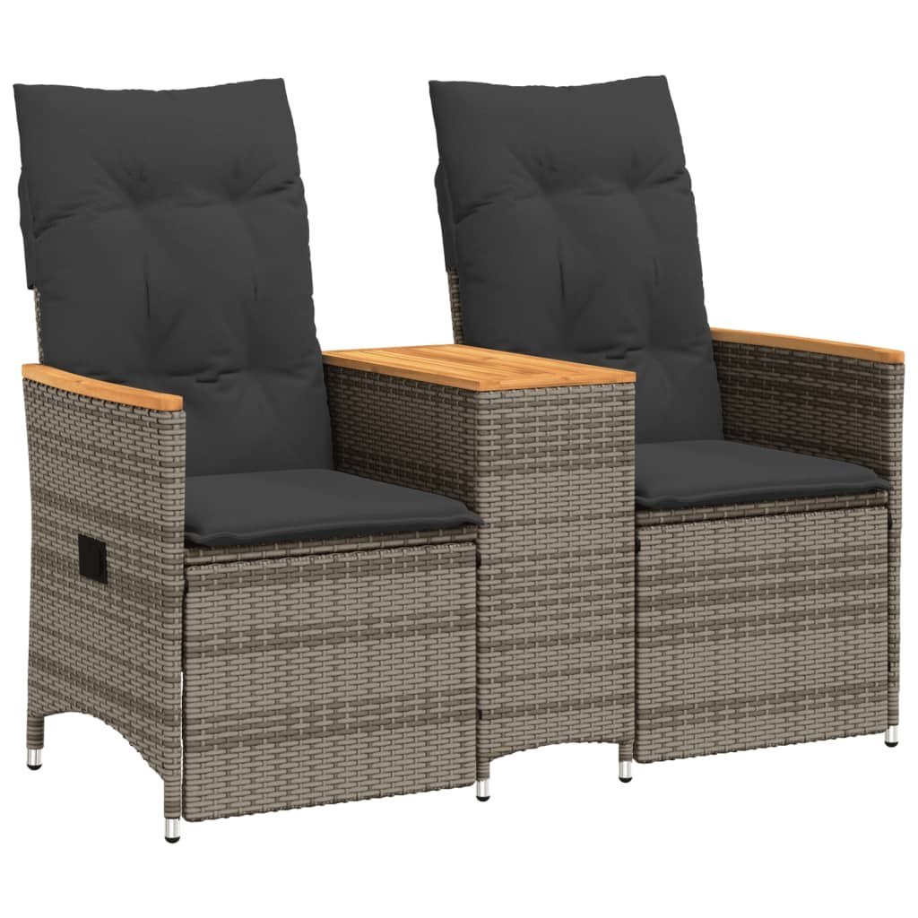 Rozkładana sofa ogrodowa ze stolikiem, 2-os., szara, rattan PE Lumarko! Lumarko!