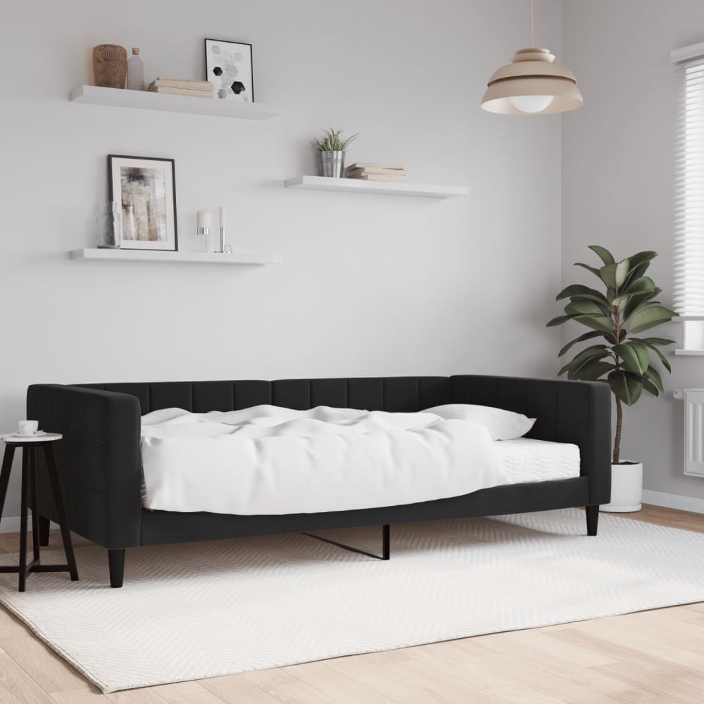 Sofa z materacem do spania, czarna, 100x200 cm, aksamit Lumarko! Lumarko!