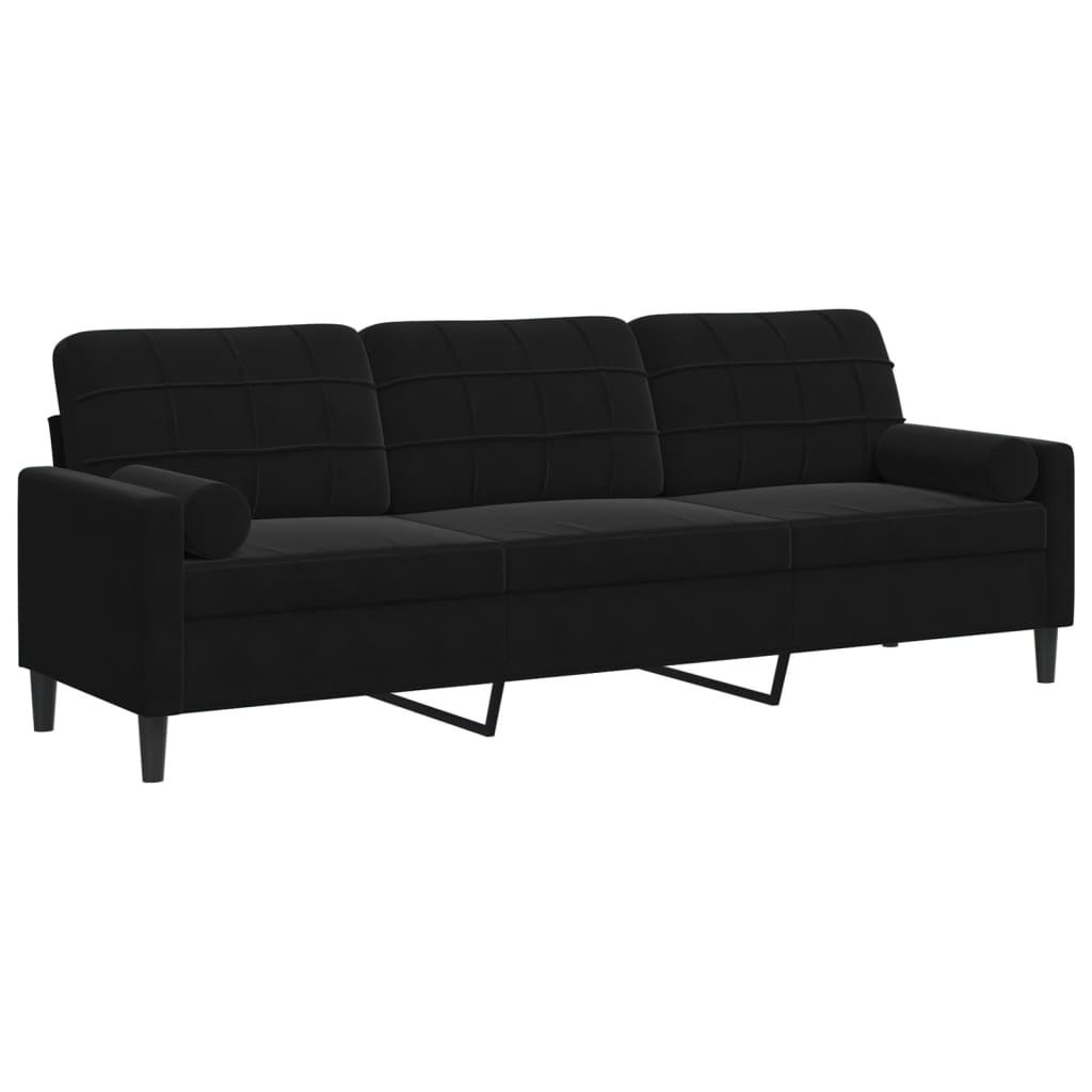 3-osobowa sofa z poduszkami, czarna, 210 cm, aksamit Lumarko! Lumarko!