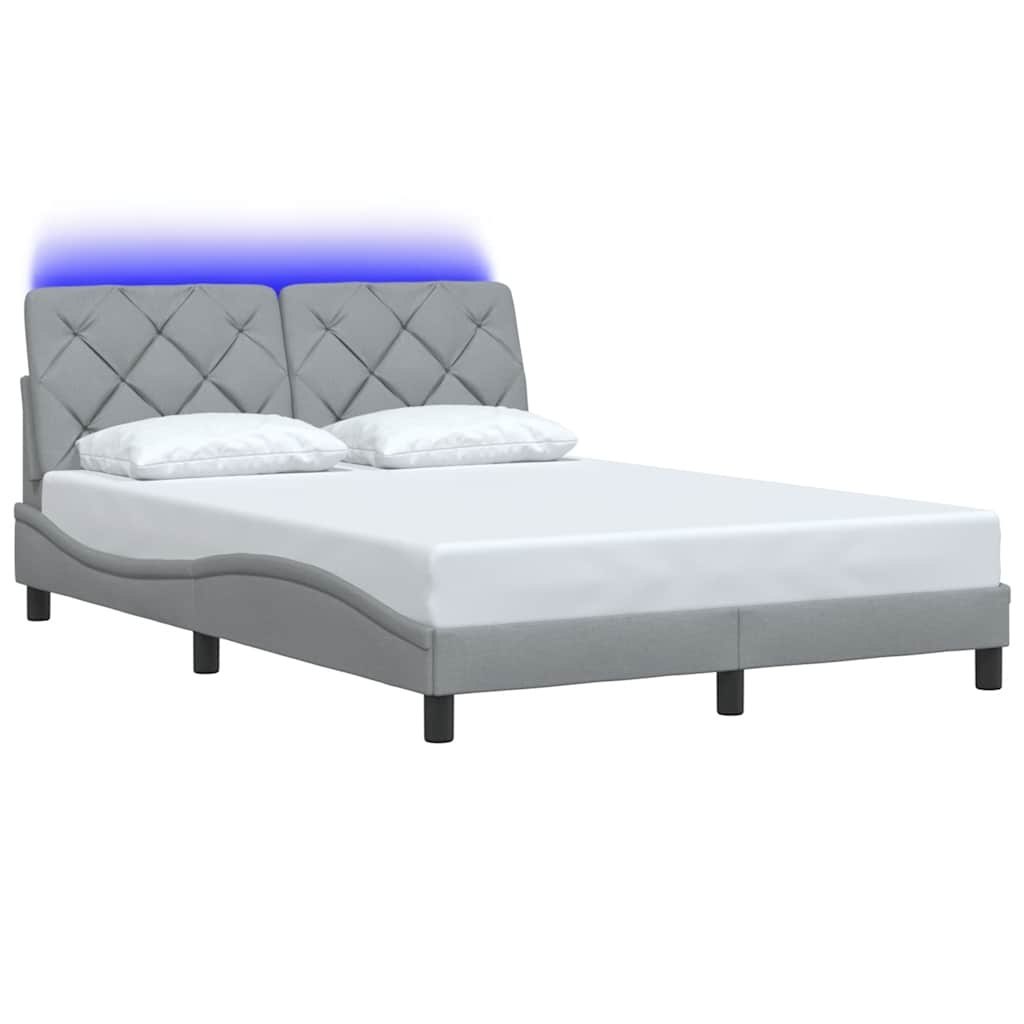 Rama łóżka z oświetleniem LED bez materaca Jasnoszary 140x190cm Lumarko! Lumarko!