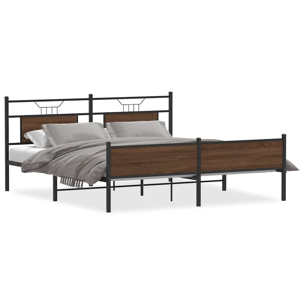 Metalowa rama łóżka, bez materaca, brązowy dąb, 183x213 cm Lumarko! Lumarko!