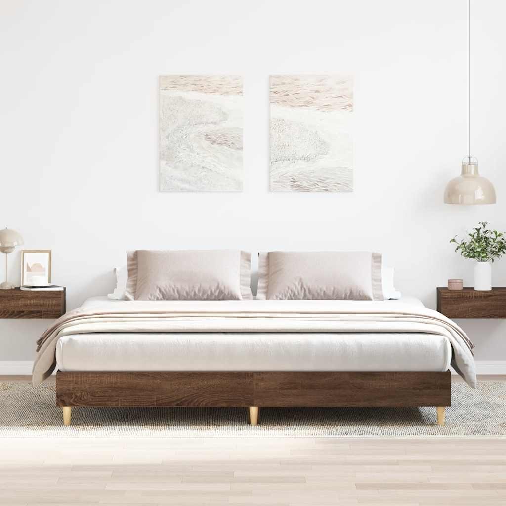 Rama łóżka bez materaca Brązowy dąb 200x200 cm Drewno klejone Lumarko! Lumarko!