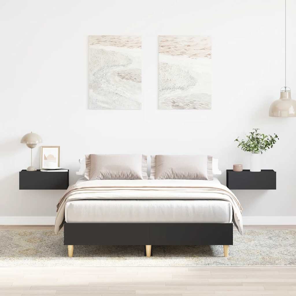 Rama łóżka bez materaca czarna 135x190 cm drewno klejone Lumarko! Lumarko!