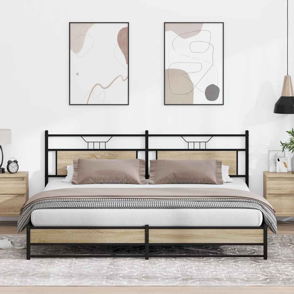 Metalowa rama łóżka, bez materaca, dąb sonoma, 200x200 cm Lumarko! Lumarko!