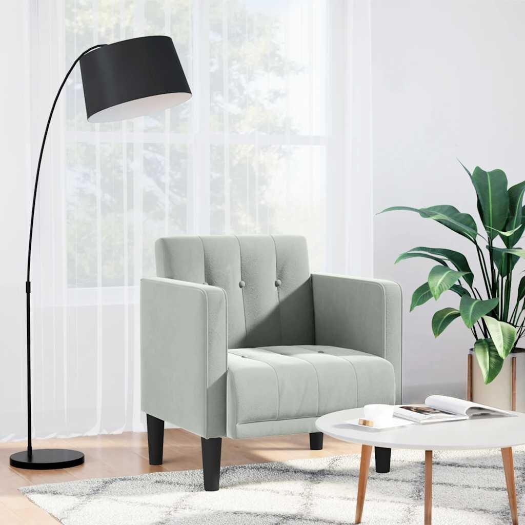 Sofa Fotel z Podłokietnikami Jasnoszary 53 cm Aksamit Lumarko! Lumarko!