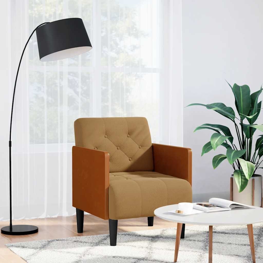 Sofa Fotel z Podłokietnikami Brązowy 55 cm Aksamit Lumarko! Lumarko!