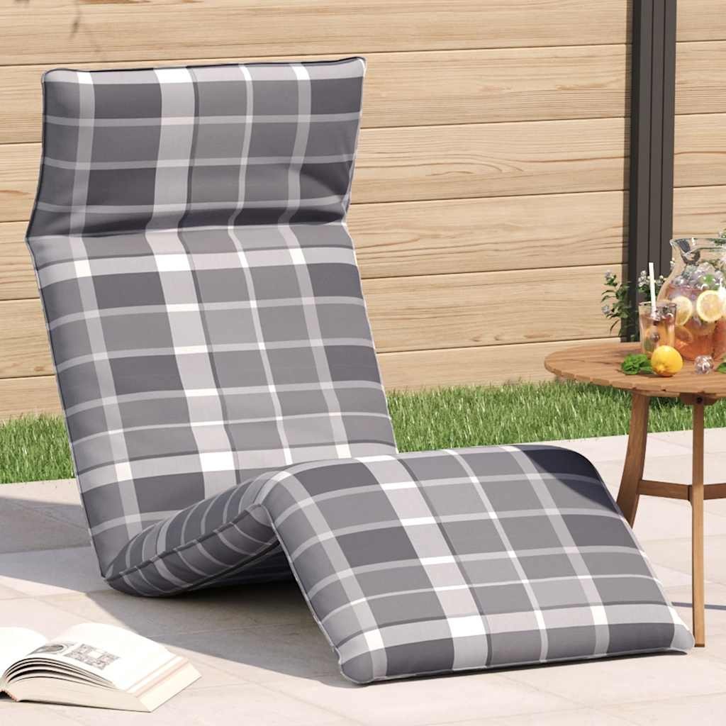Leżak składany Szary wzór w kratkę 175x54x8,5 cm Tkanina Oxford Lumarko! Lumarko!