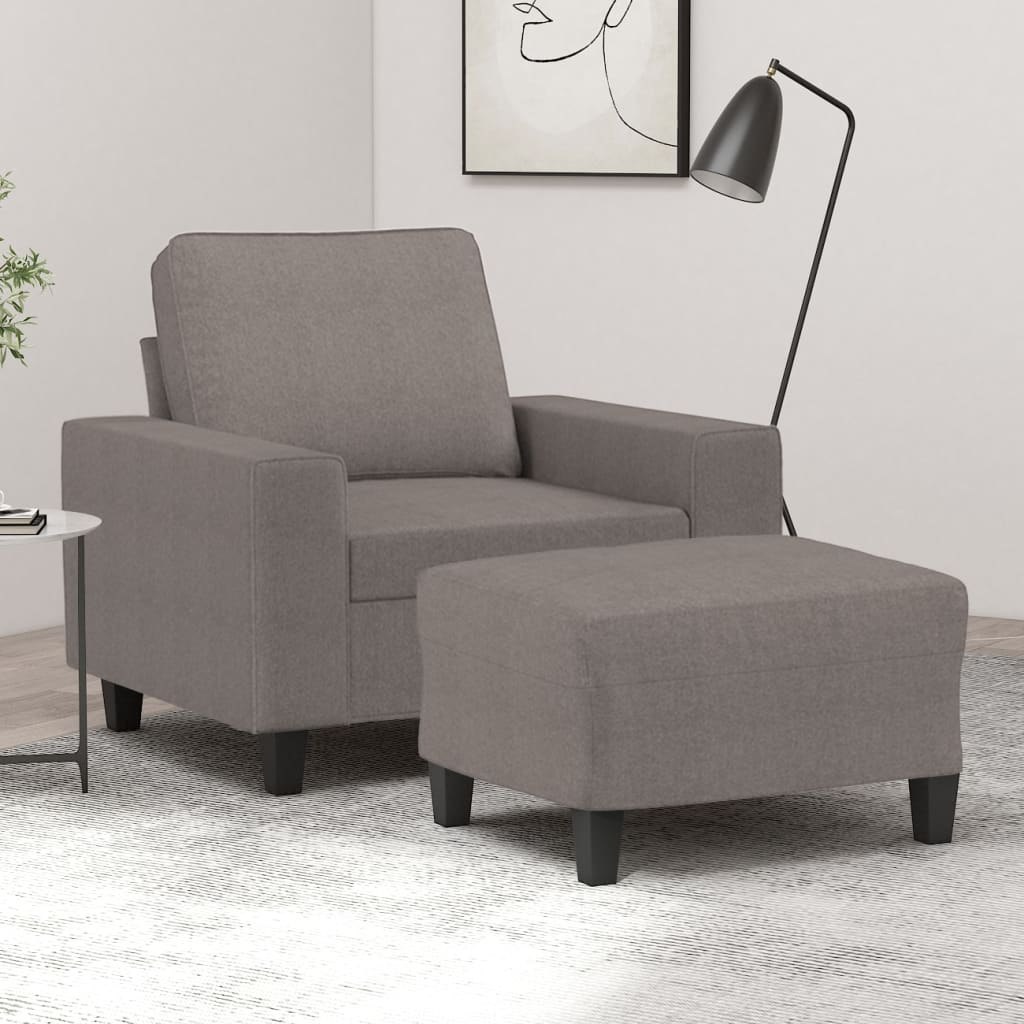 Fotel z podnóżkiem, taupe, 60 cm, obity tkaniną Lumarko! Lumarko!