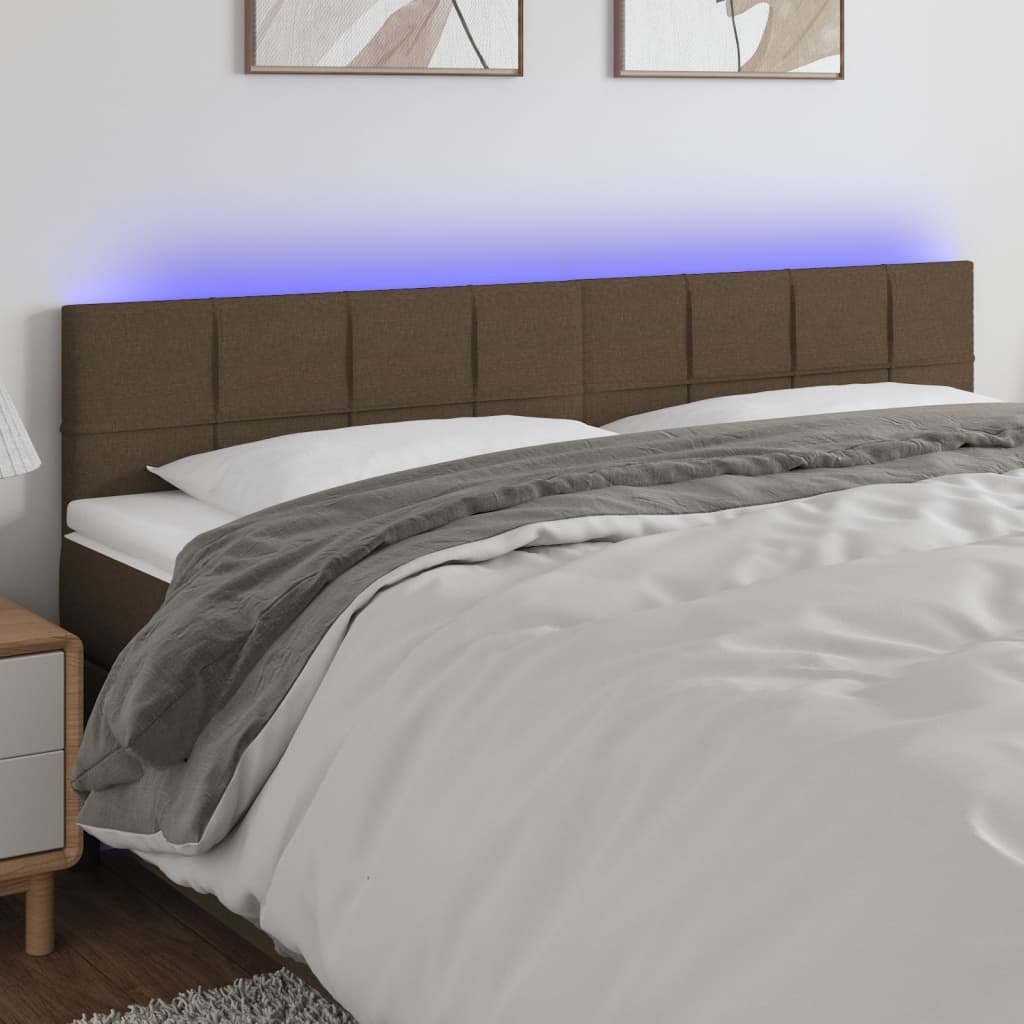 Zagłówek do łóżka z LED, taupe, 160x5x78/88 cm, tkanina Lumarko! Lumarko!