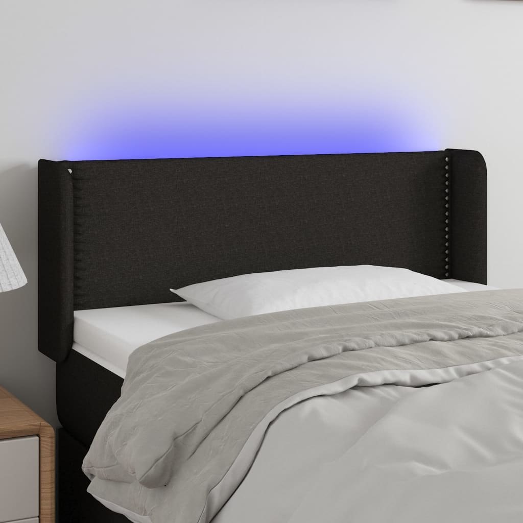 Zagłówek do łóżka z LED, czarny, 83x16x78/88 cm, tkanina Lumarko! Lumarko!