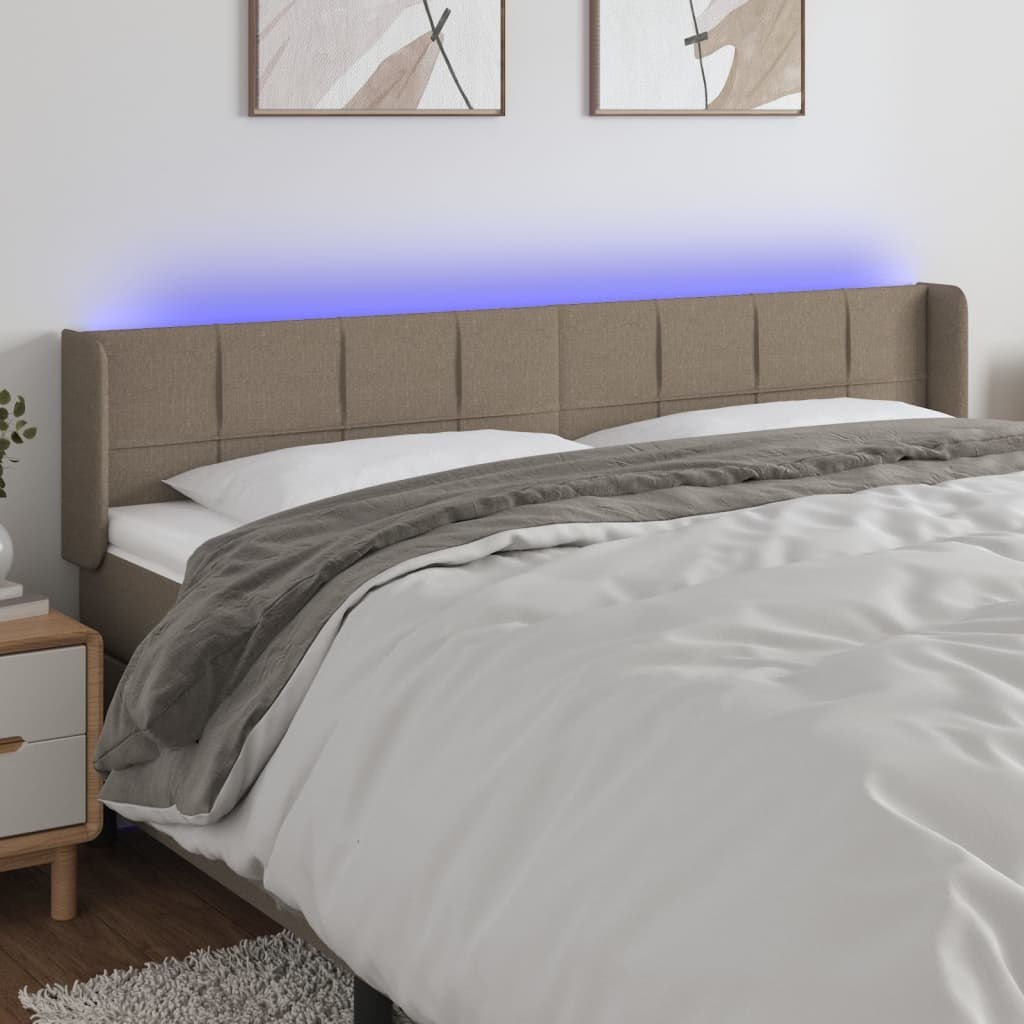 Zagłówek do łóżka z LED, taupe, 163x16x78/88 cm, tkanina Lumarko! Lumarko!