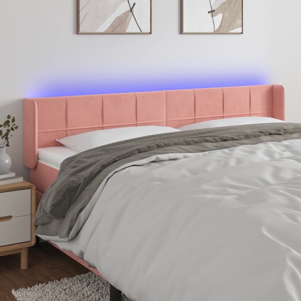 Zagłówek do łóżka z LED, różowy, 183x16x78/88 cm, aksamit Lumarko! Lumarko!