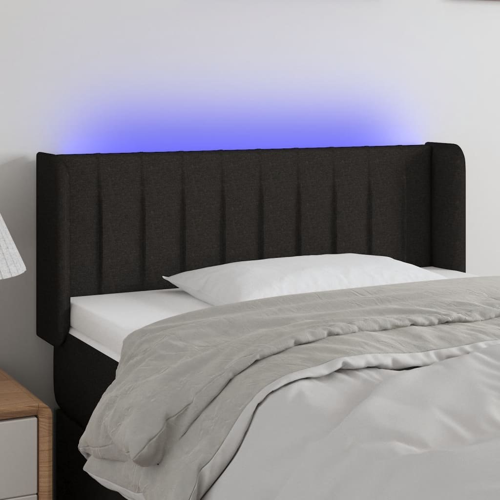 Zagłówek do łóżka z LED, czarny, 93x16x78/88 cm, tkanina Lumarko! Lumarko!
