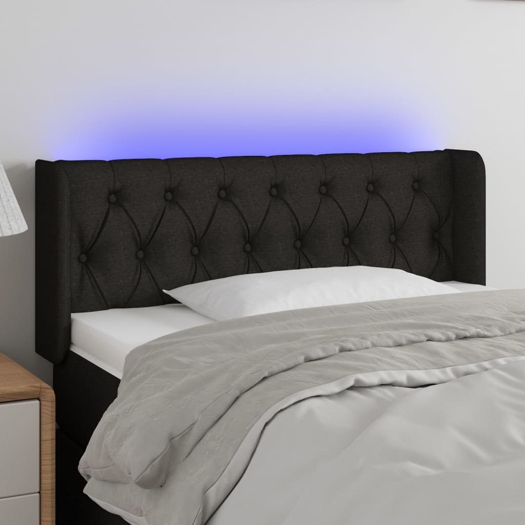 Zagłówek do łóżka z LED, czarny, 93x16x78/88 cm, tkanina Lumarko! Lumarko!
