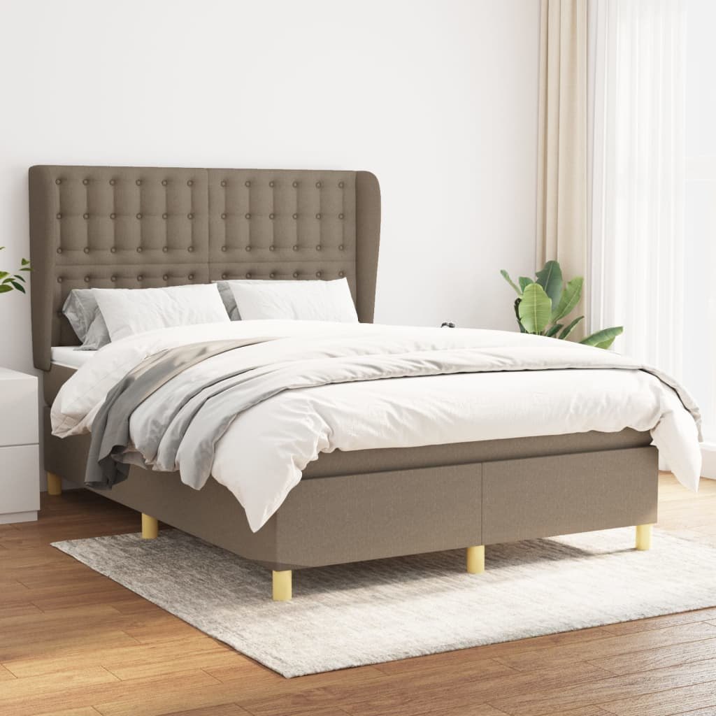 Łóżko kontynentalne z materacem, taupe, tkanina, 140x190 cm Lumarko! Lumarko!
