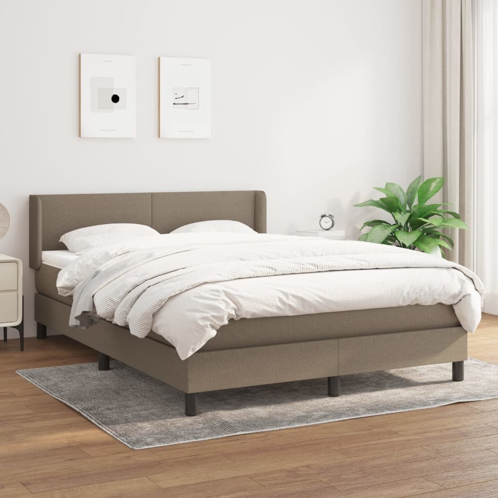 Łóżko kontynentalne z materacem, taupe, tkanina, 140x190 cm Lumarko! Lumarko!