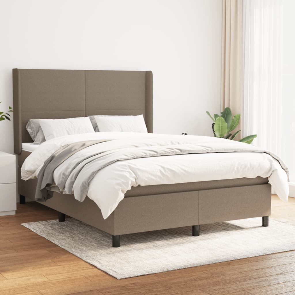 Łóżko kontynentalne z materacem, taupe, tkanina, 140x190 cm Lumarko! Lumarko!