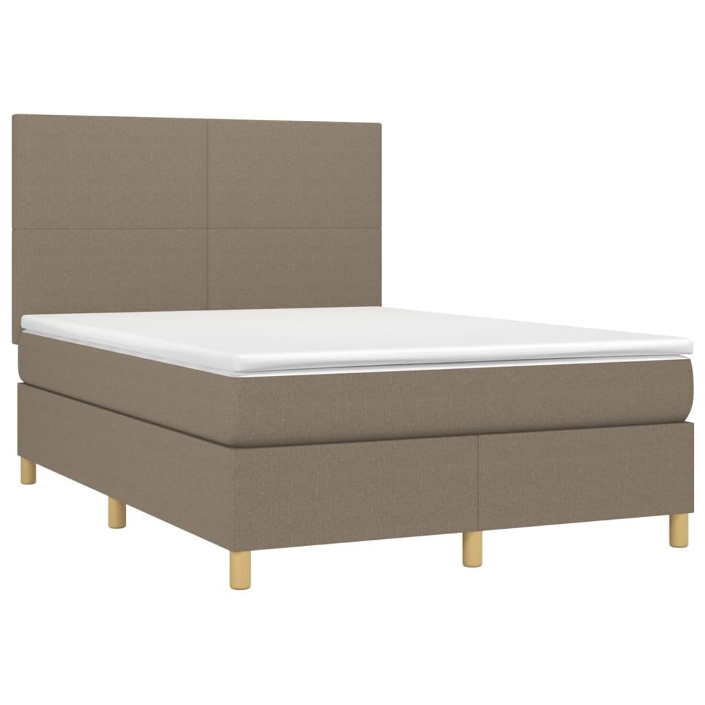 Łóżko kontynentalne z materacem, taupe, 140x190 cm, tkanina Lumarko! Lumarko!