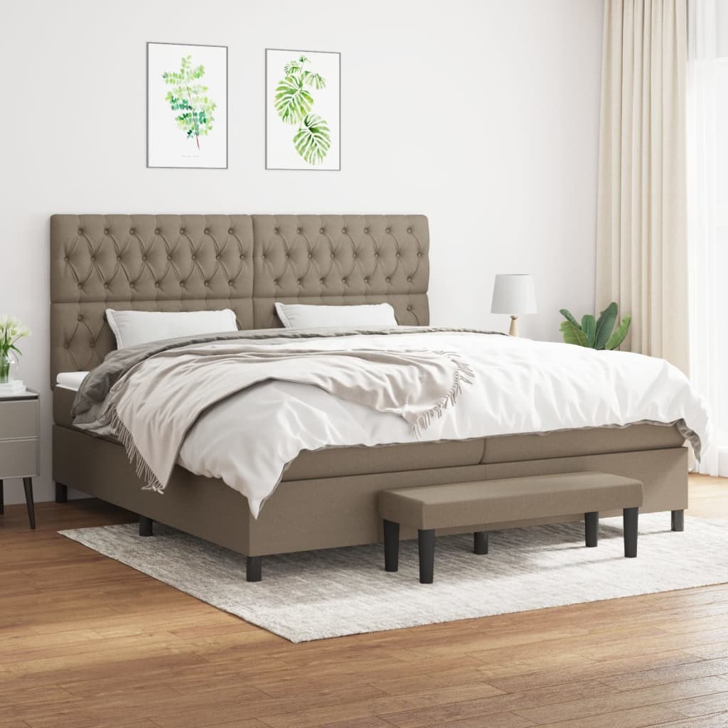 Łóżko kontynentalne z materacem, taupe, tkanina, 200x200 cm Lumarko! Lumarko!