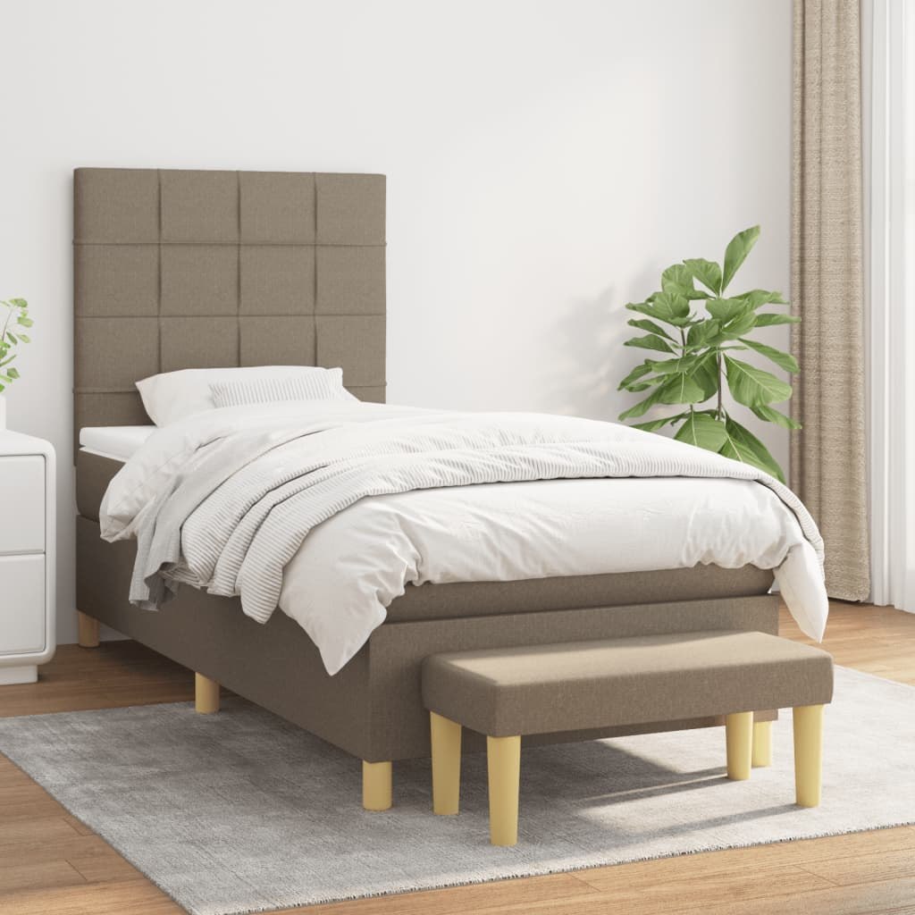 Łóżko kontynentalne z materacem, taupe, tkanina, 80x200 cm Lumarko! Lumarko!
