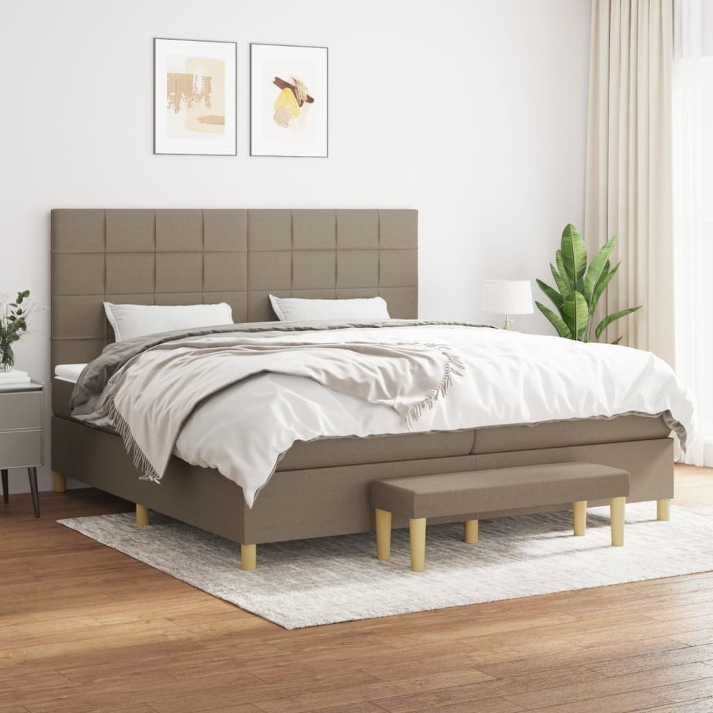 Łóżko kontynentalne z materacem, taupe, tkanina, 200x200 cm Lumarko! Lumarko!