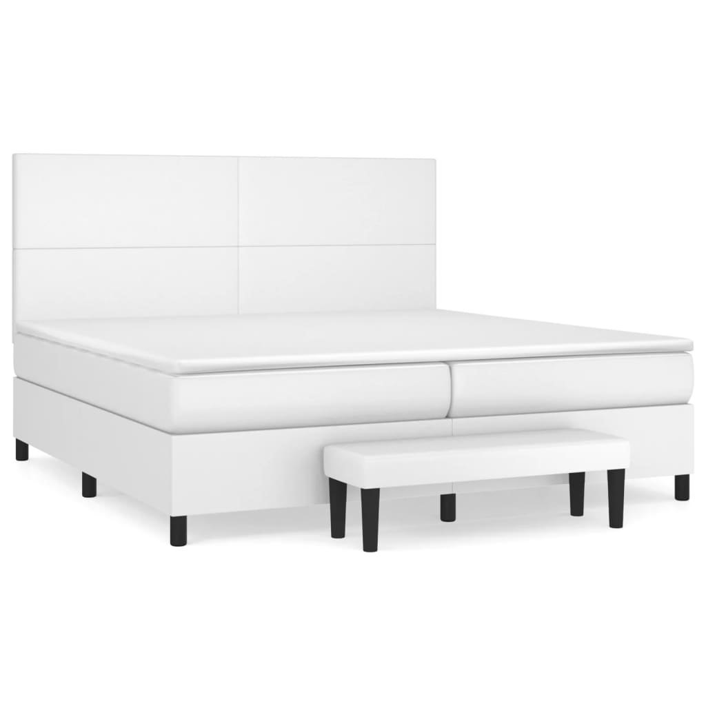 Łóżko kontynentalne z materacem, białe, ekoskóra 200x200 cm Lumarko! Lumarko!