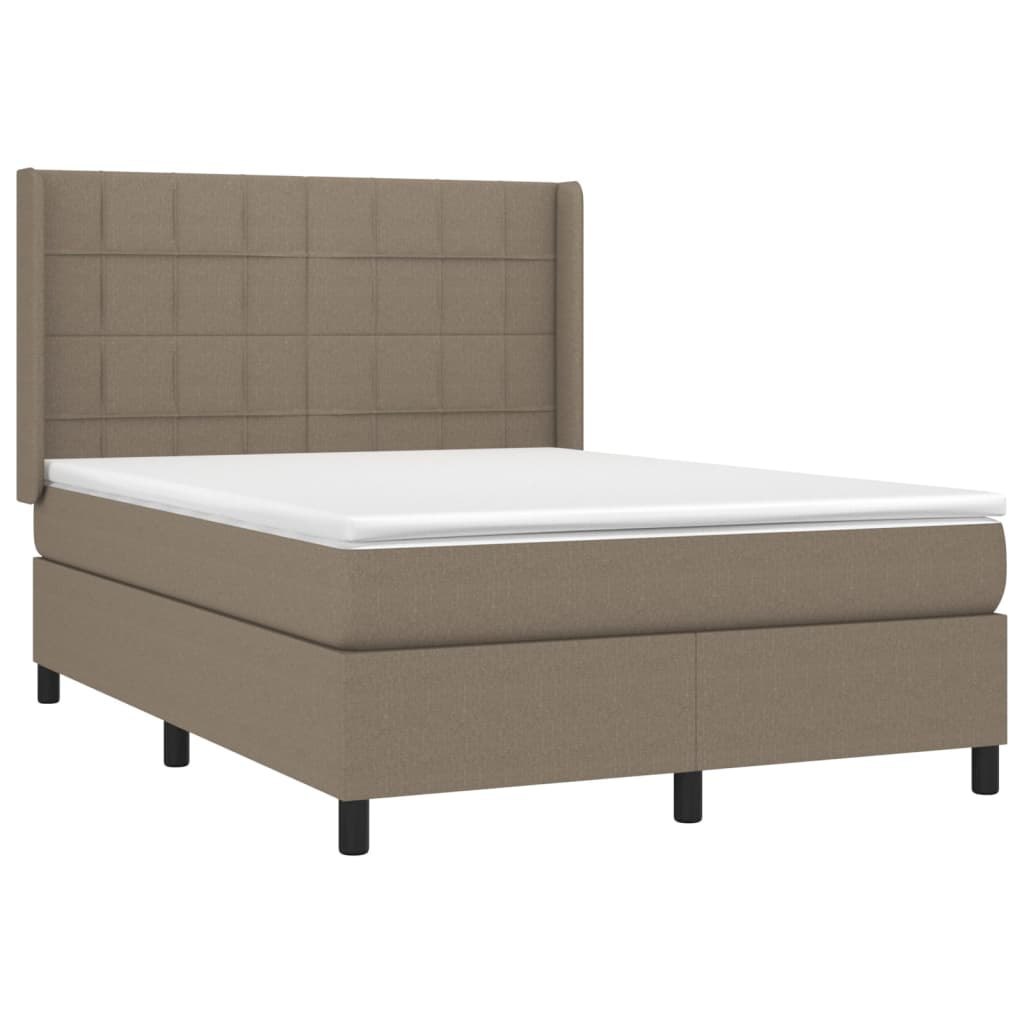 Łóżko kontynentalne z materacem, taupe, 140x190 cm, tkanina Lumarko! Lumarko!