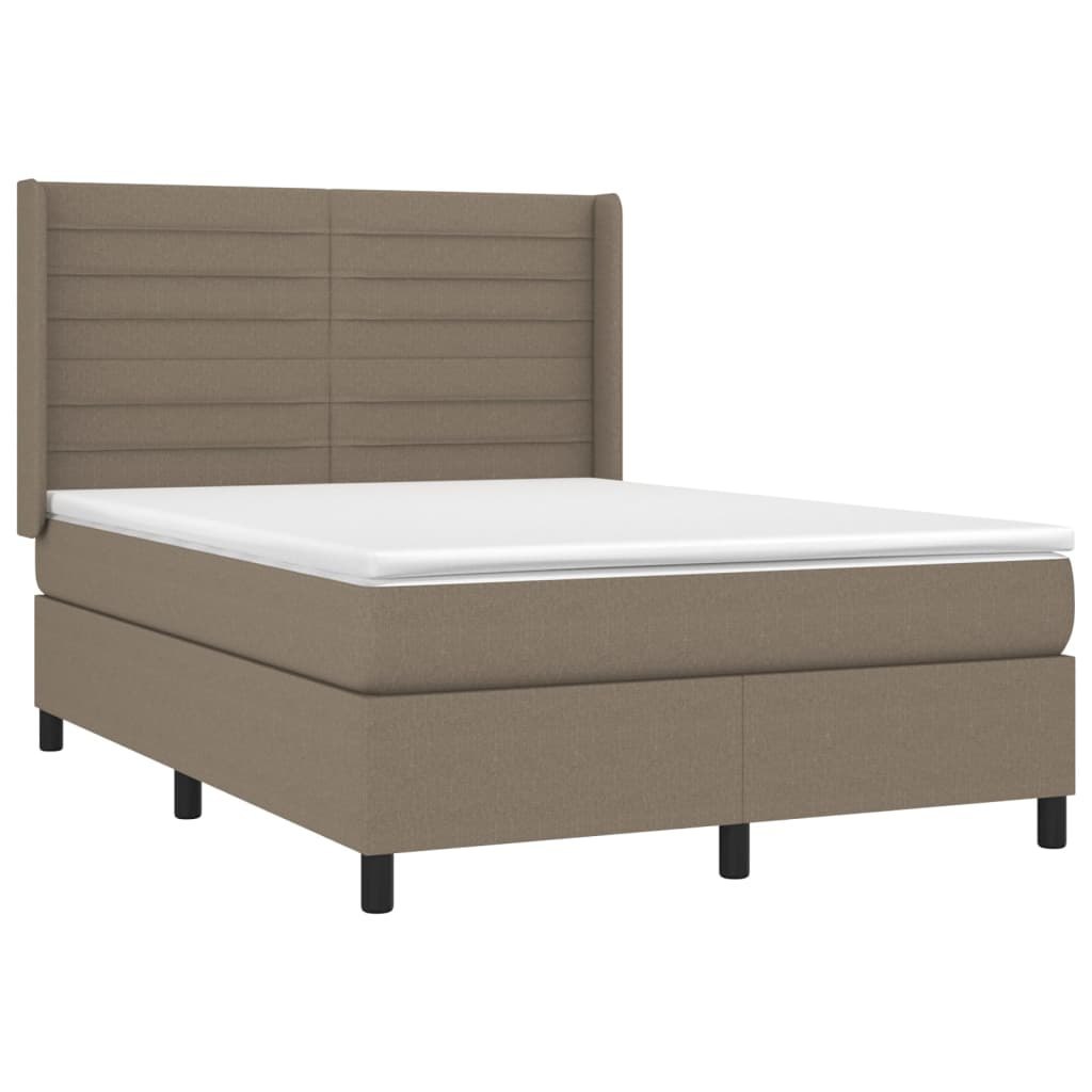 Łóżko kontynentalne z materacem, taupe, 140x190 cm, tkanina Lumarko! Lumarko!