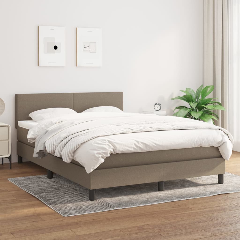 Łóżko kontynentalne z materacem, taupe, tkanina, 140x190 cm Lumarko! Lumarko!