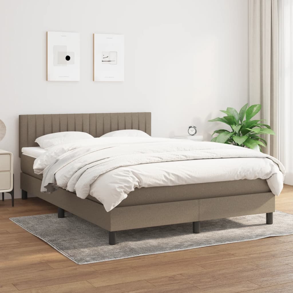 Łóżko kontynentalne z materacem, taupe, tkanina, 140x190 cm Lumarko! Lumarko!