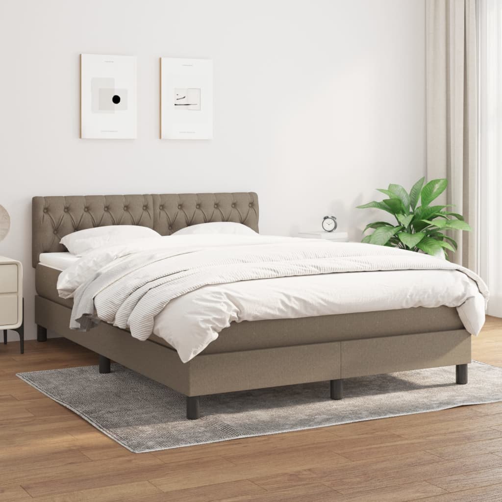 Łóżko kontynentalne z materacem, taupe, tkanina, 140x190 cm Lumarko! Lumarko!