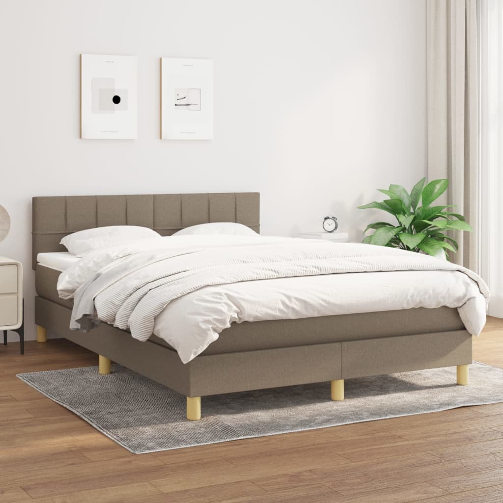 Łóżko kontynentalne z materacem, taupe, tkanina, 140x190 cm Lumarko! Lumarko!