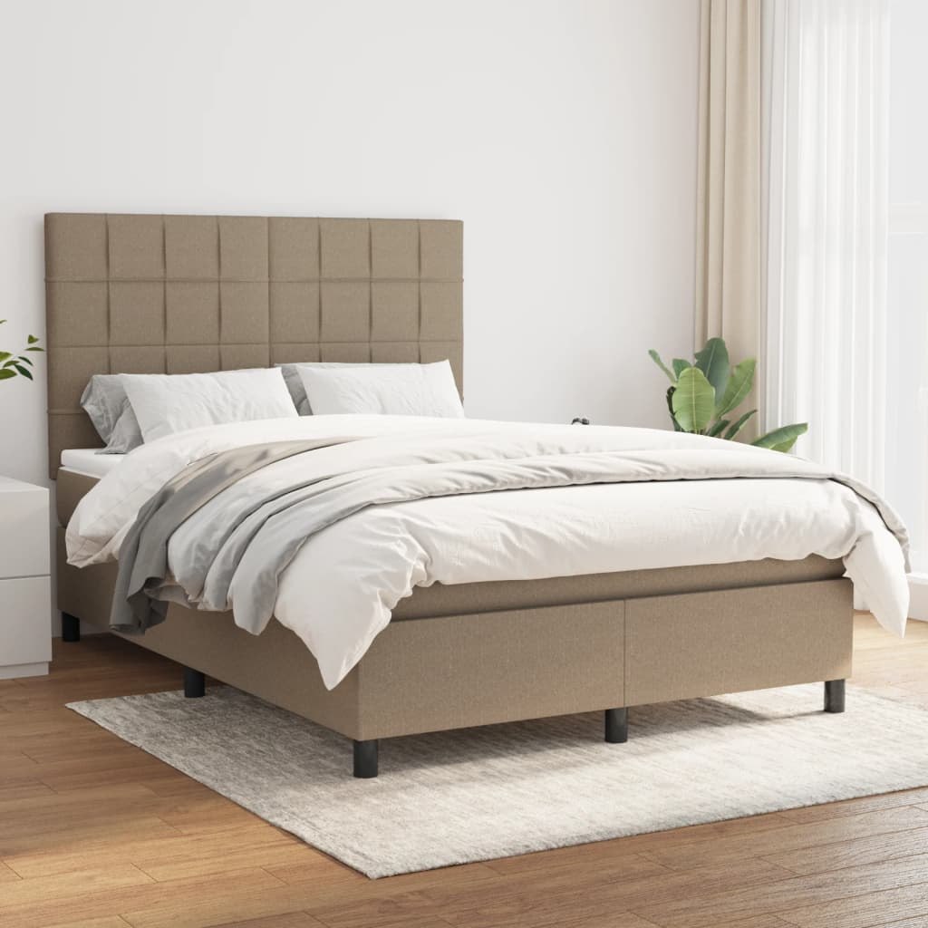 Łóżko kontynentalne z materacem, taupe, tkanina, 140x190 cm Lumarko! Lumarko!