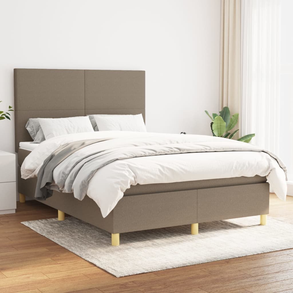 Łóżko kontynentalne z materacem, taupe, tkanina, 140x190 cm Lumarko! Lumarko!