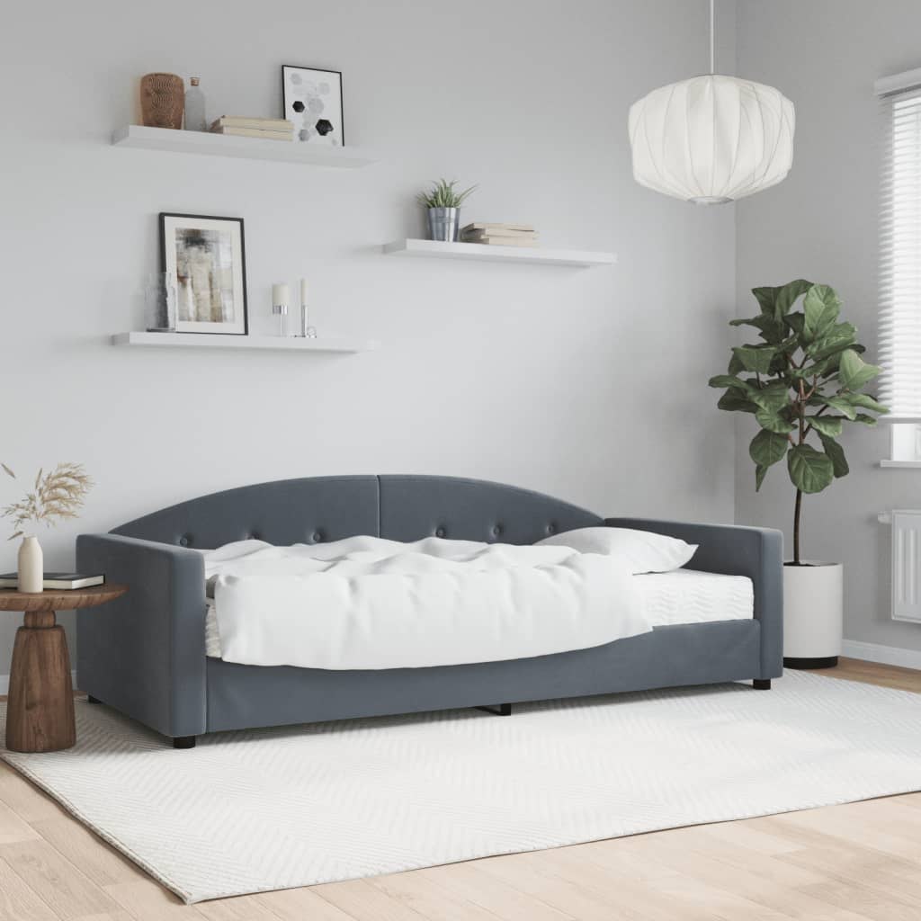 Sofa z materacem do spania, ciemnoszara, 90x190 cm, aksamit Lumarko! Lumarko!