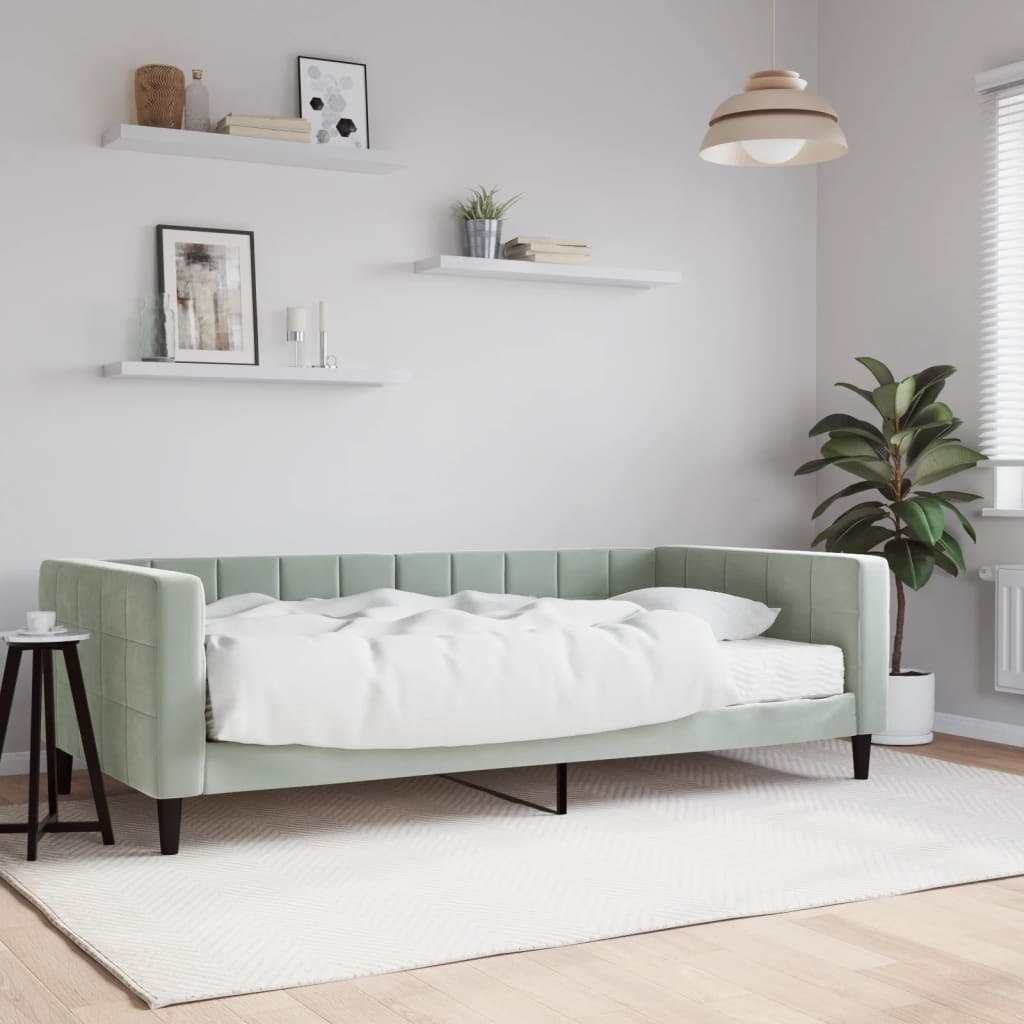 Sofa z materacem do spania, jasnoszara, 100x200 cm, aksamit Lumarko! Lumarko!