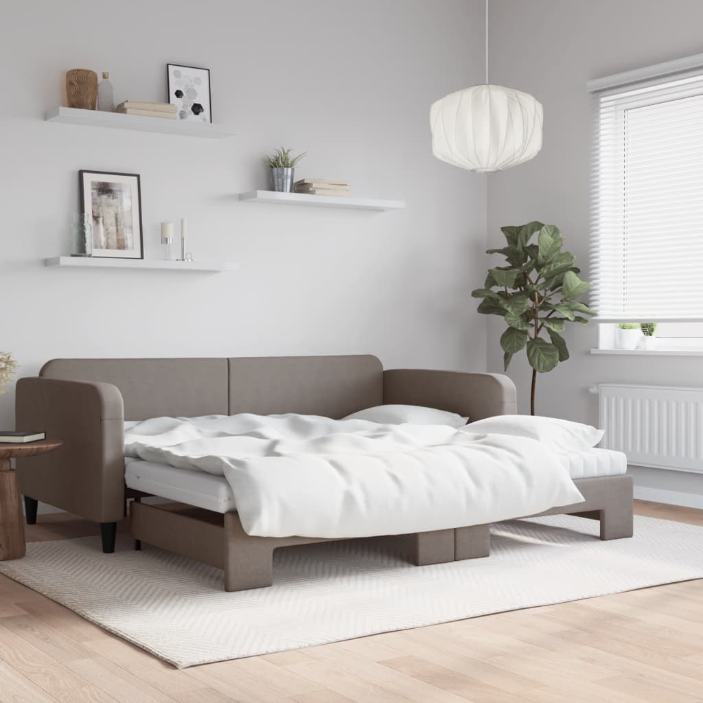 Sofa rozsuwana z materacami, kolor taupe, 100x200 cm, tkanina Lumarko! Lumarko!