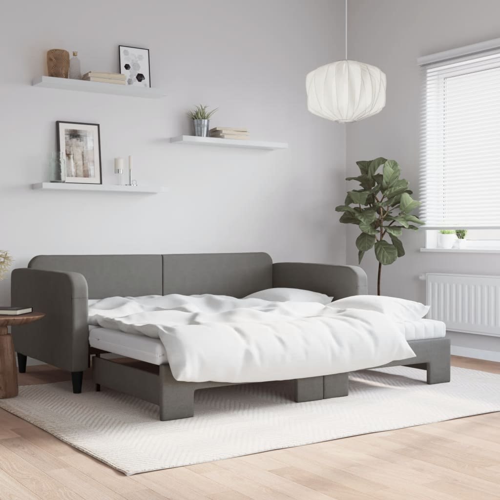 Sofa rozsuwana z materacami, ciemnoszara, 100x200 cm, tkanina Lumarko! Lumarko!