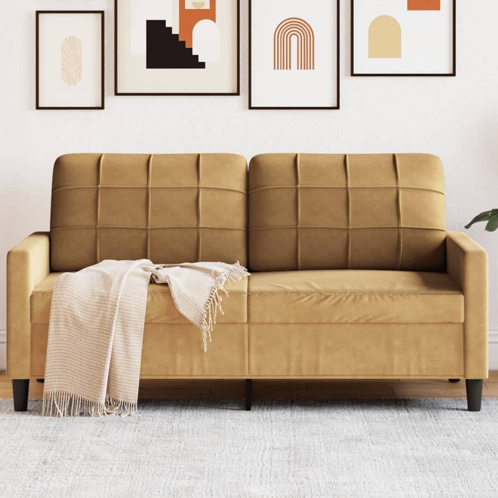 Sofa 2-osobowa, brązowa, 140 cm, tapicerowana aksamitem Lumarko! Lumarko!