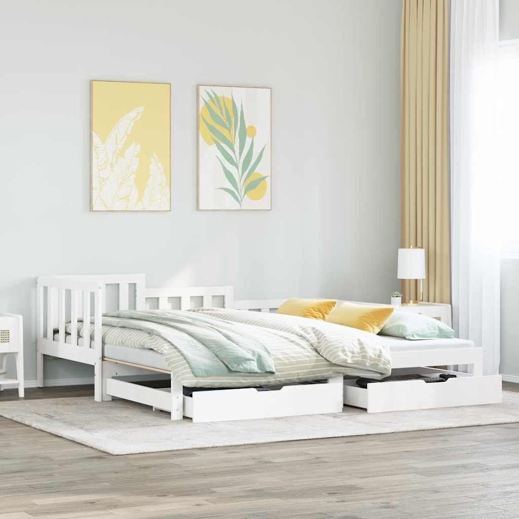Sofa rozsuwana z szufladami, bez materaca, białe, 90x190 cm Lumarko! Lumarko!