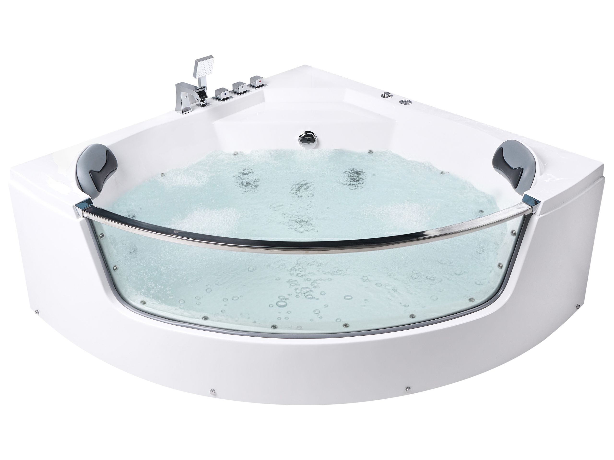 Wanna narożna z hydromasażem LED TAMULA 148 x 66 cm Biały