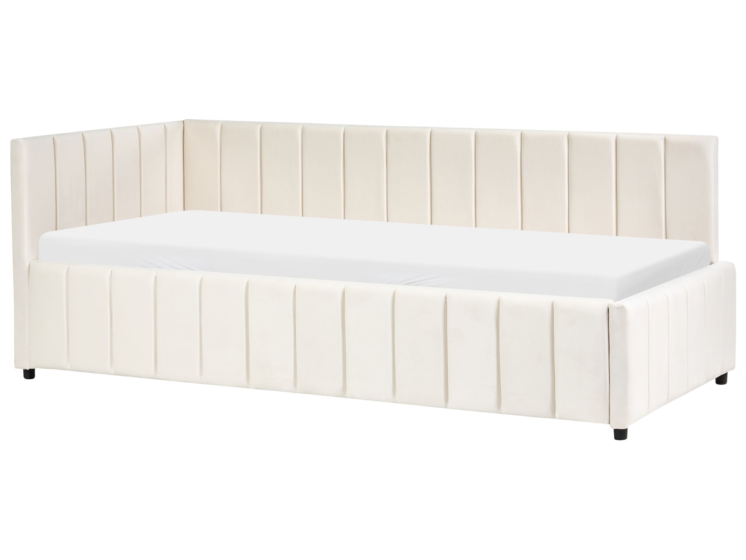 Łóżko dzienne Welur LISIEUX 90 x 200 cm Złamana biel