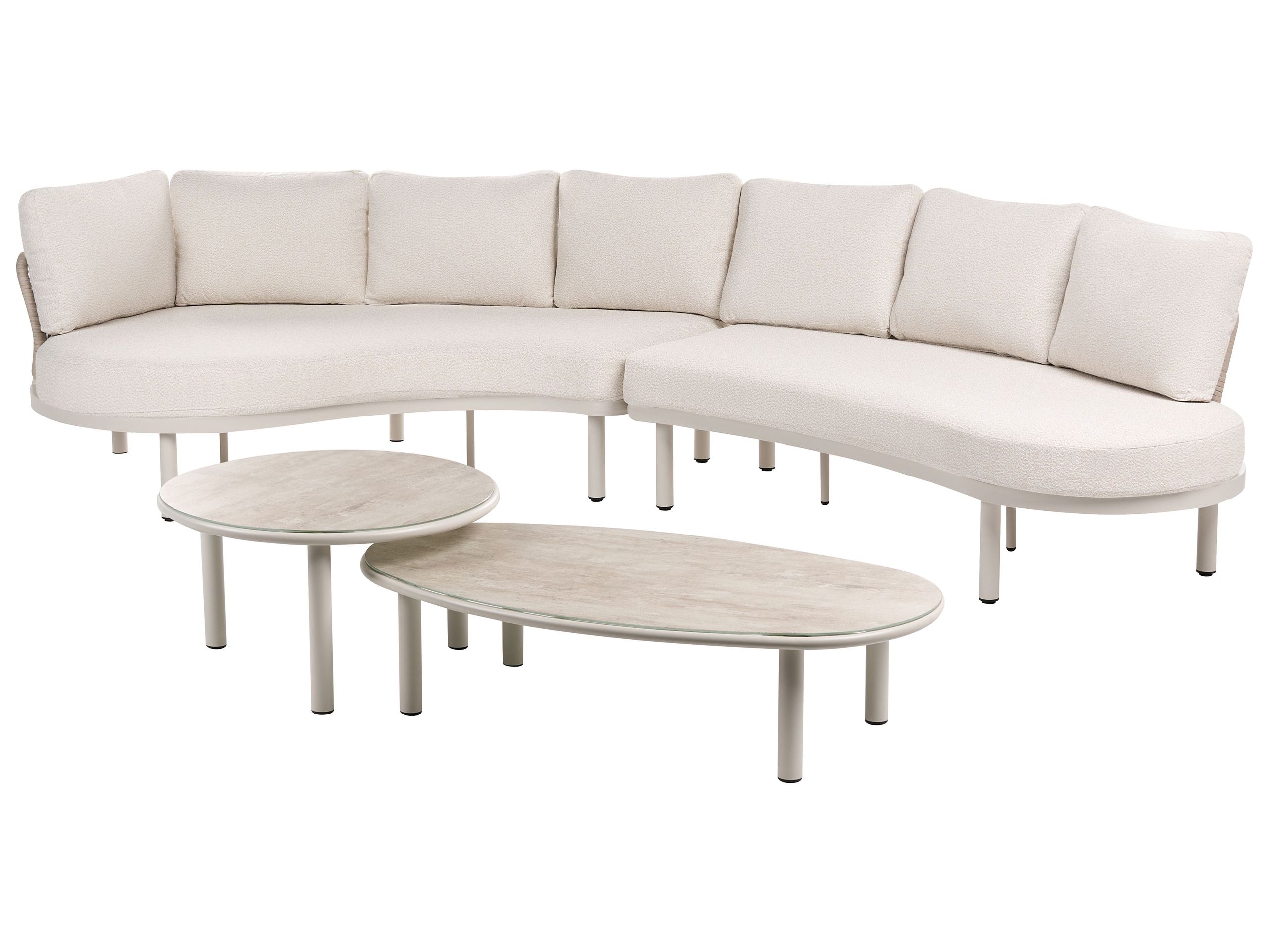Sofa ogrodowa dla 6 osób ORIOLO ze stolikami Metal Jasnobeżowy