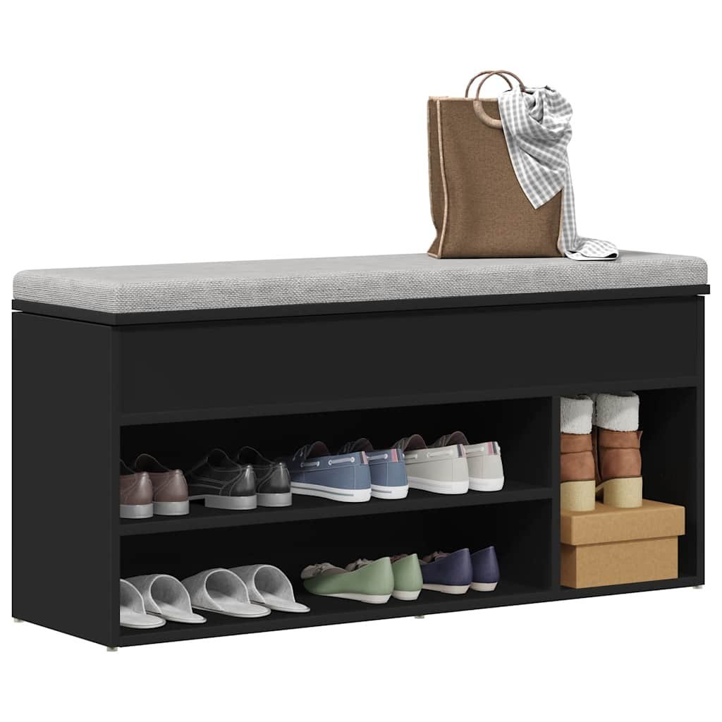 Ławka na buty, czarna, 102x30,5x45 cm, materiał drewnopochodny Lumarko!
