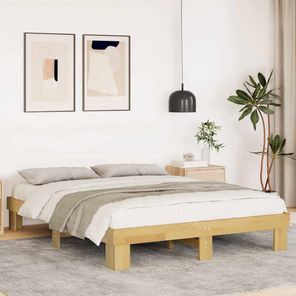 Rama łóżka bez materaca 135x190 cm lite drewno dąb Lumarko!