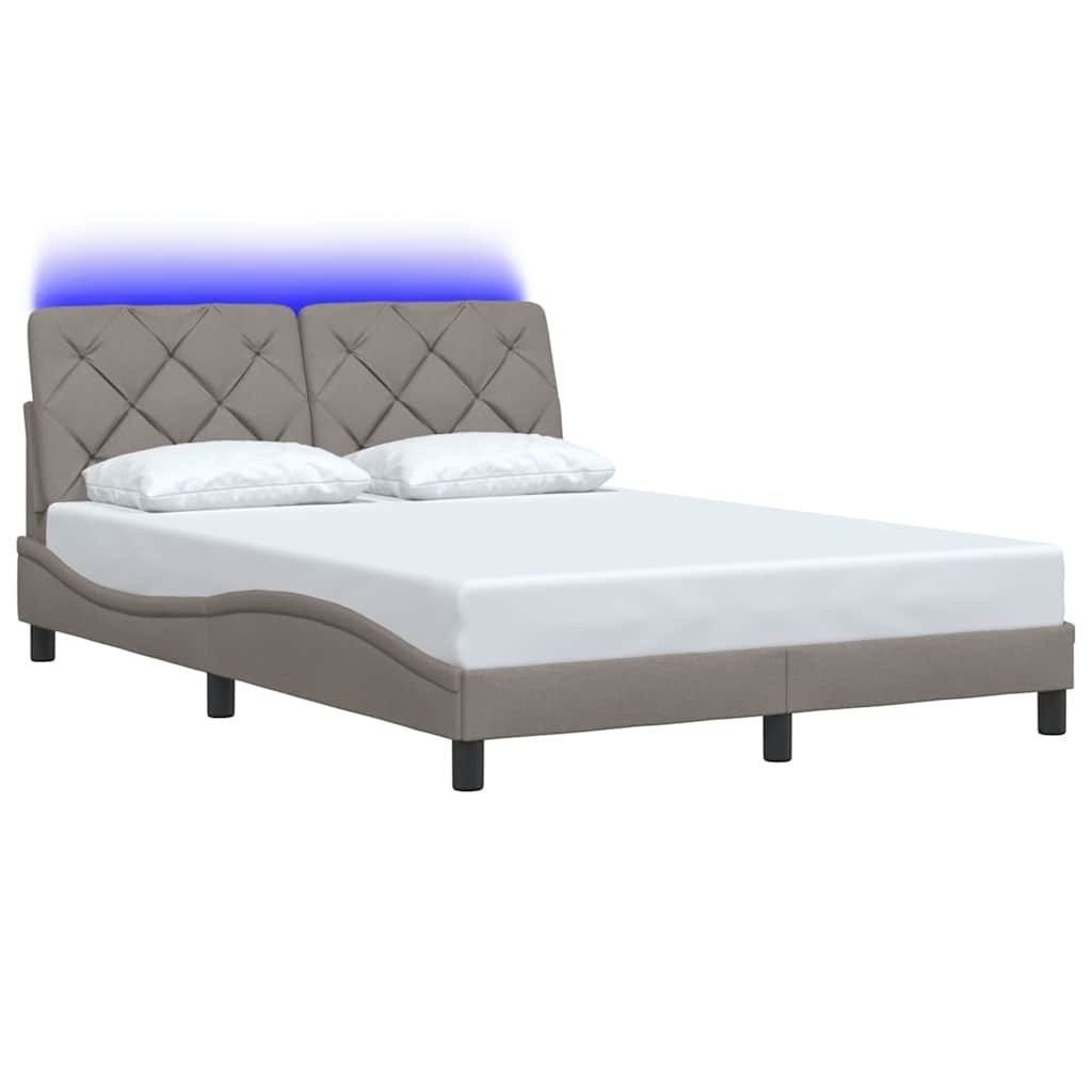 Rama łóżka z diodami LED bez materaca Taupe 140x200 cm Tkanina Lumarko!
