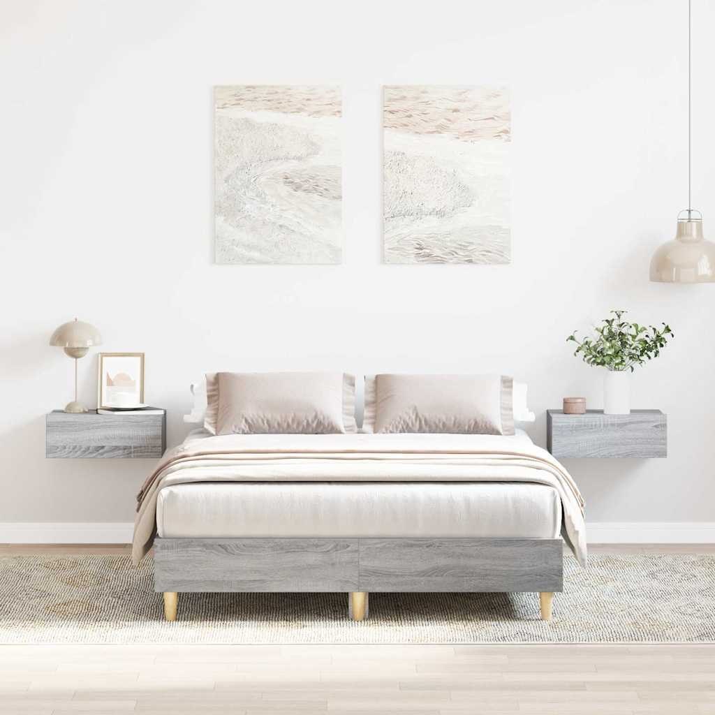 Rama łóżka bez materaca Szary Sonoma 140x190 cm Drewno klejone Lumarko!