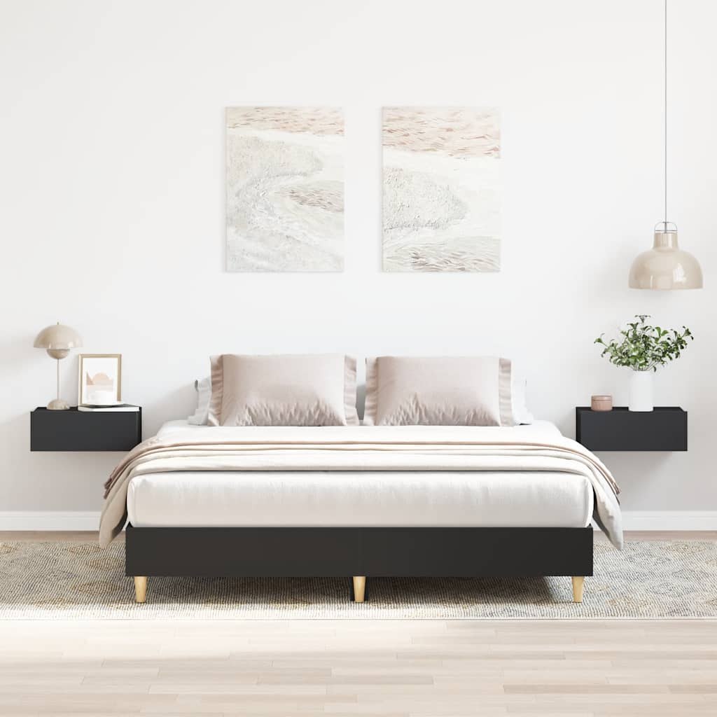 Rama łóżka bez materaca czarna 150x200 cm drewno klejone Lumarko!