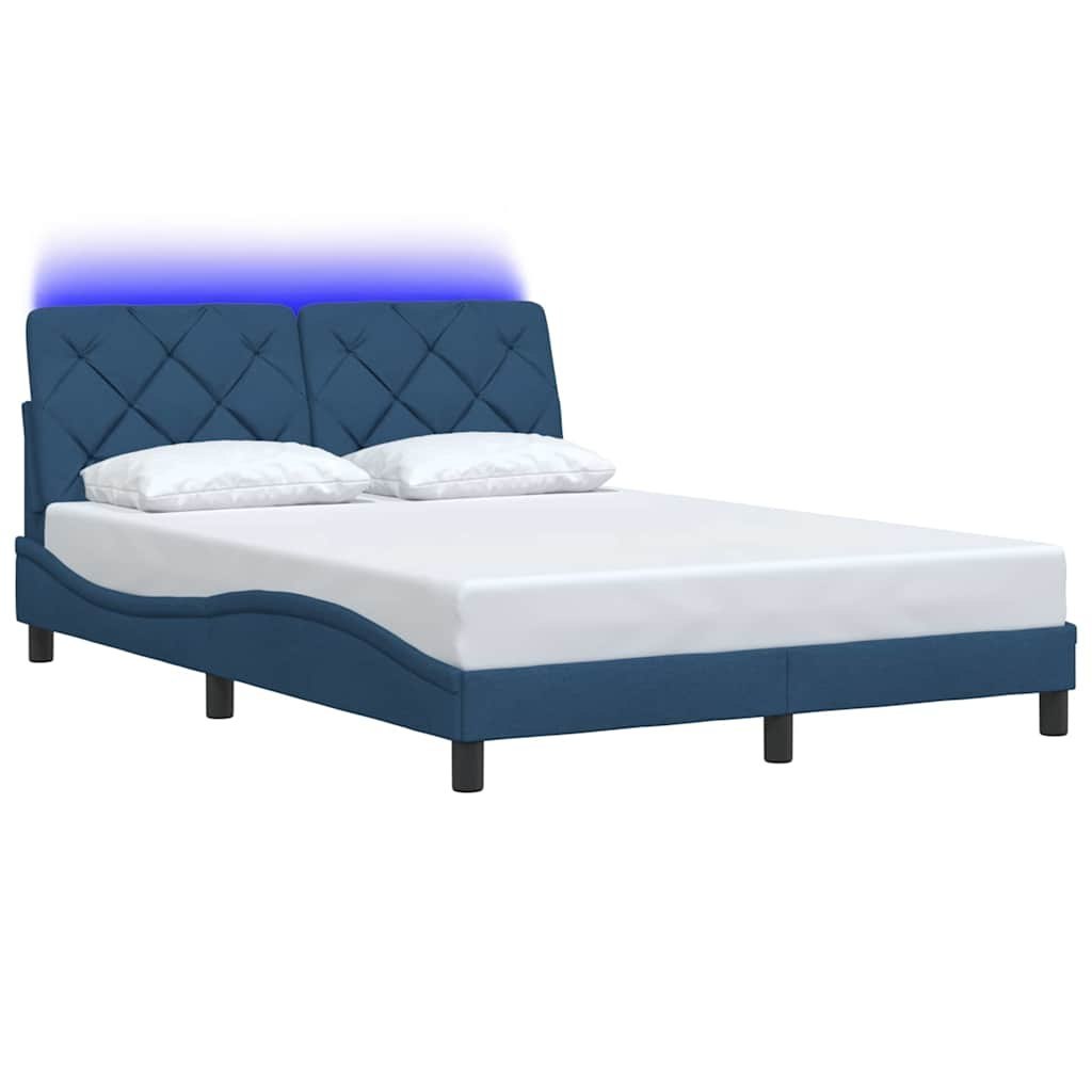 Rama łóżka z LED bez materaca Niebieski 120x200 cm Tkanina Lumarko!
