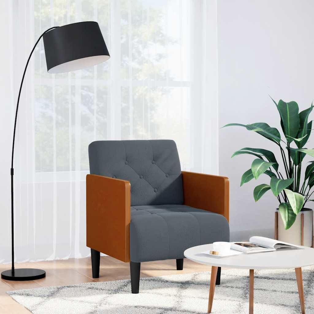 Sofa Fotel z Podłokietnikami Ciemnoszary 55 cm Aksamit Lumarko!